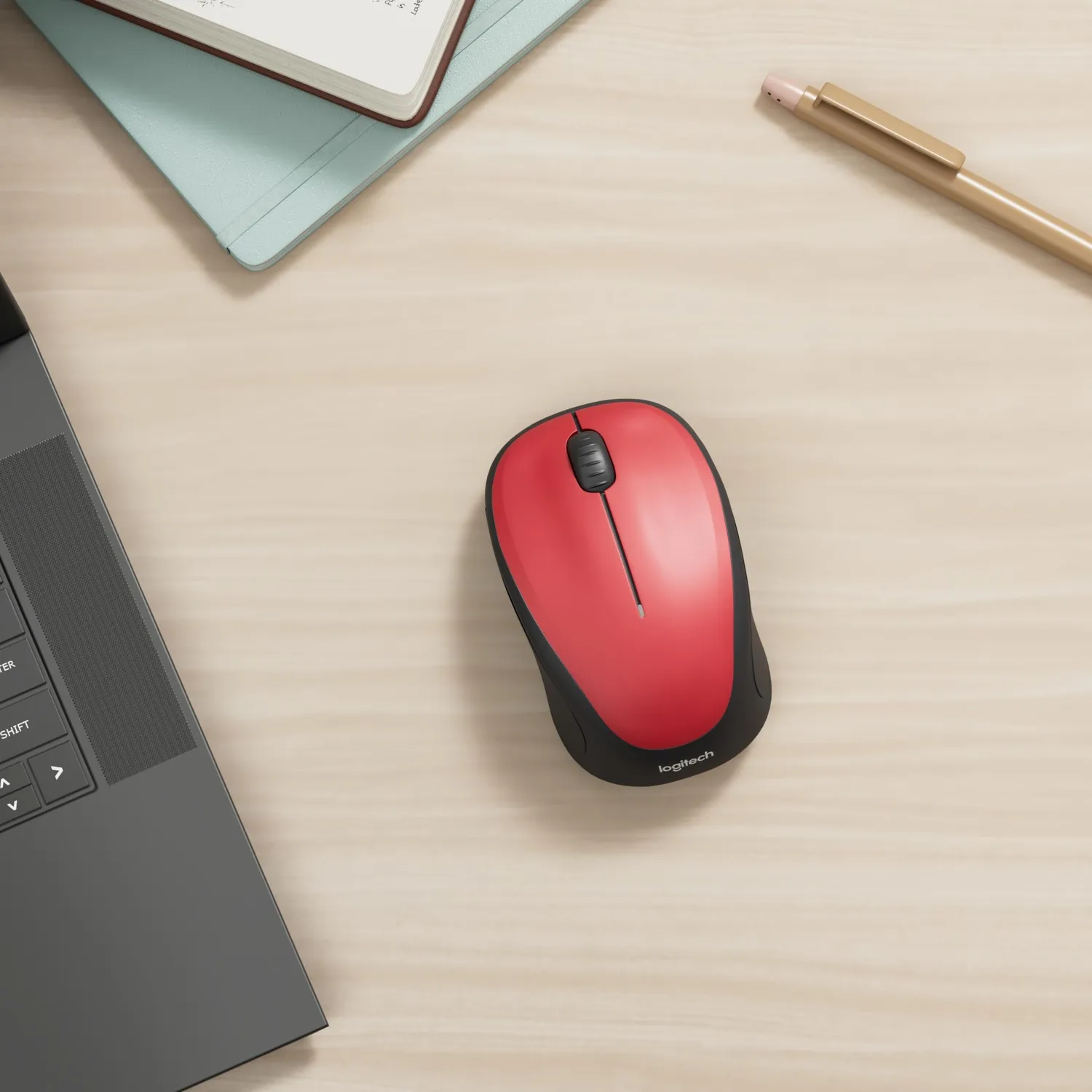 Logitech M235 mouse wireless Nero Rosso compatto