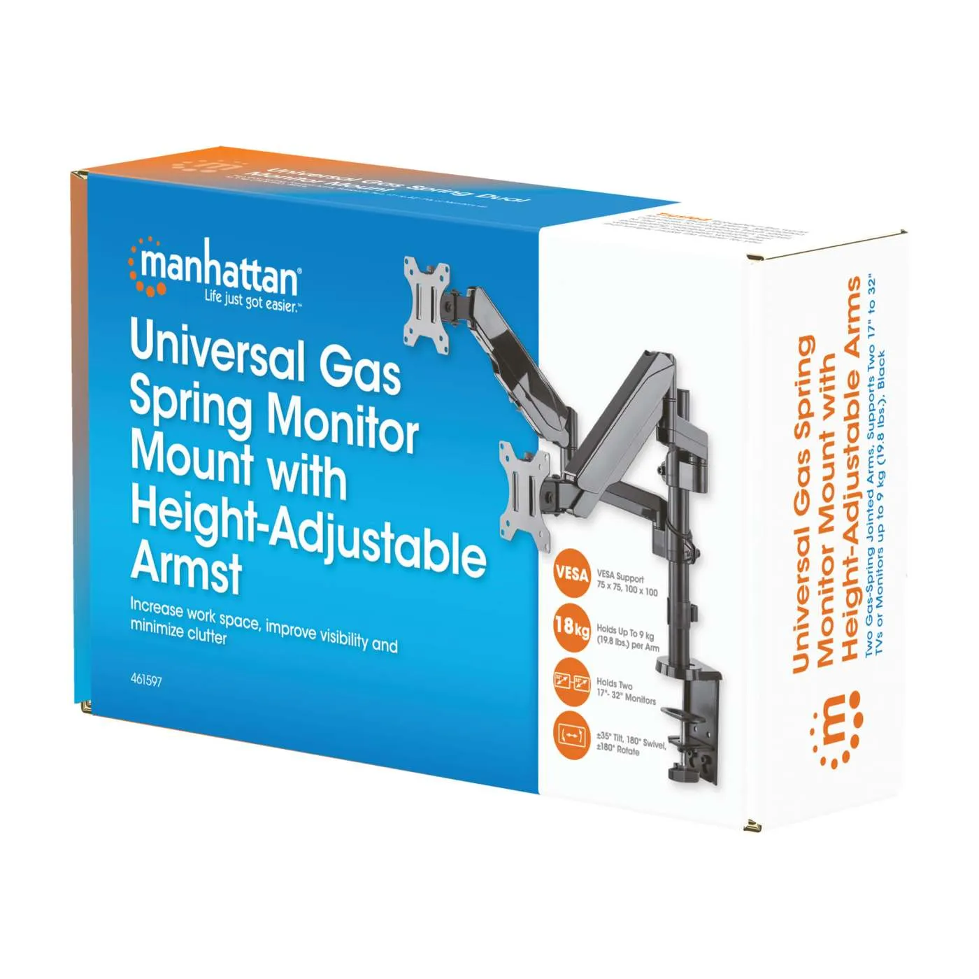 Manhattan Supporto Monitor Braccio Gas 17-32 Doppio