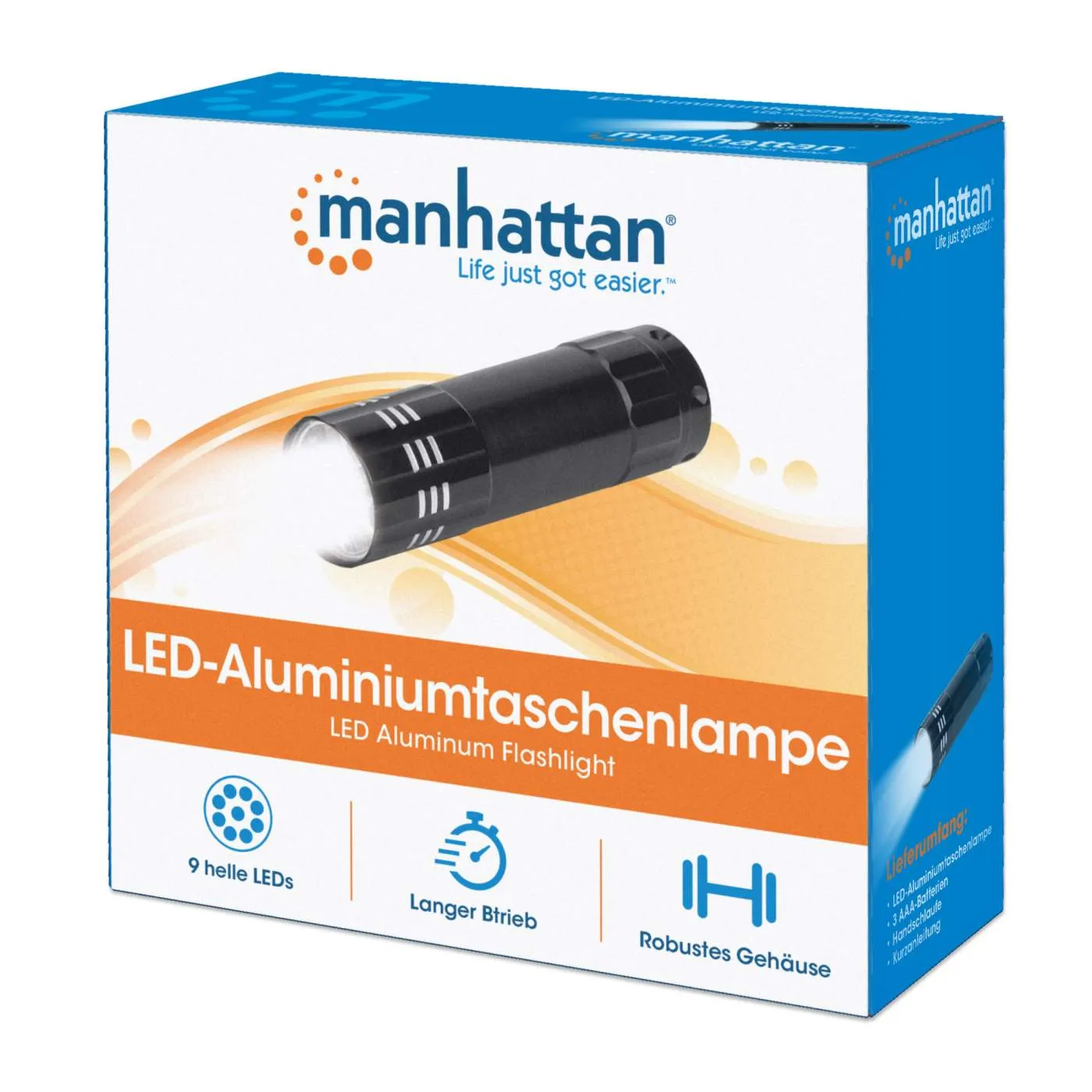 Manhattan LED Aluminum Flashlight torcia LED alluminio 3 pezzi