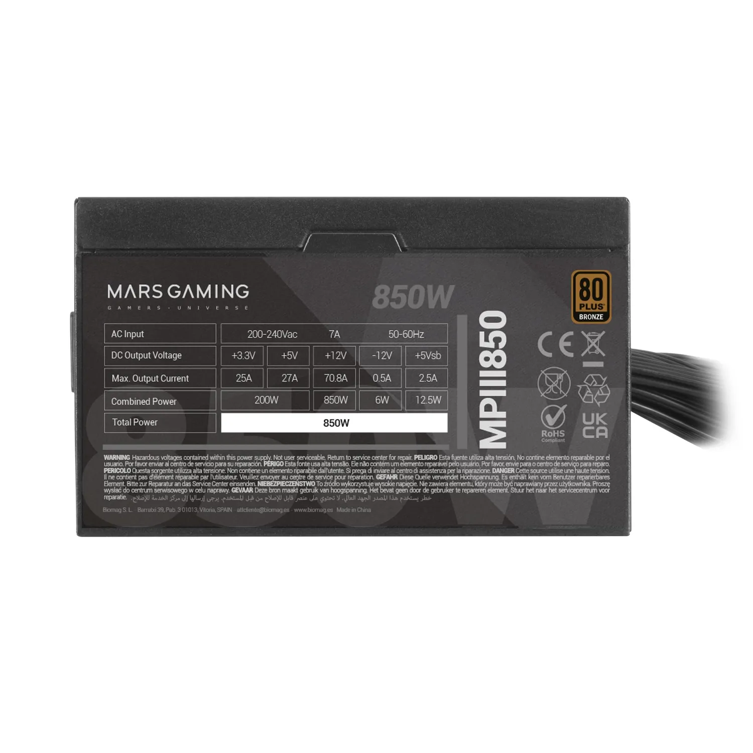 Mars Gaming MPIII850 alimentatore ATX 850W Bronze nero