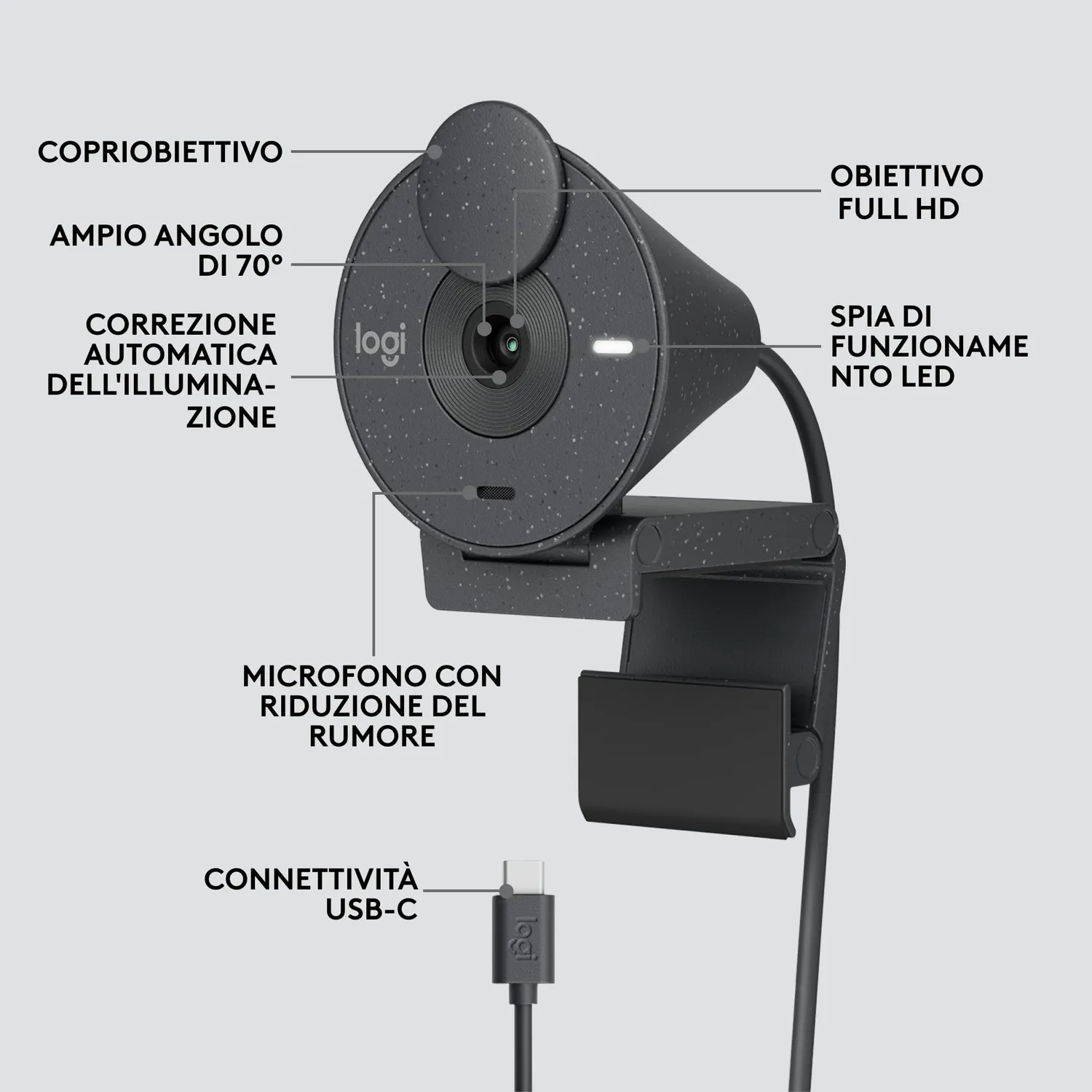 Logitech Brio 305 webcam Full HD USB-C con otturatore